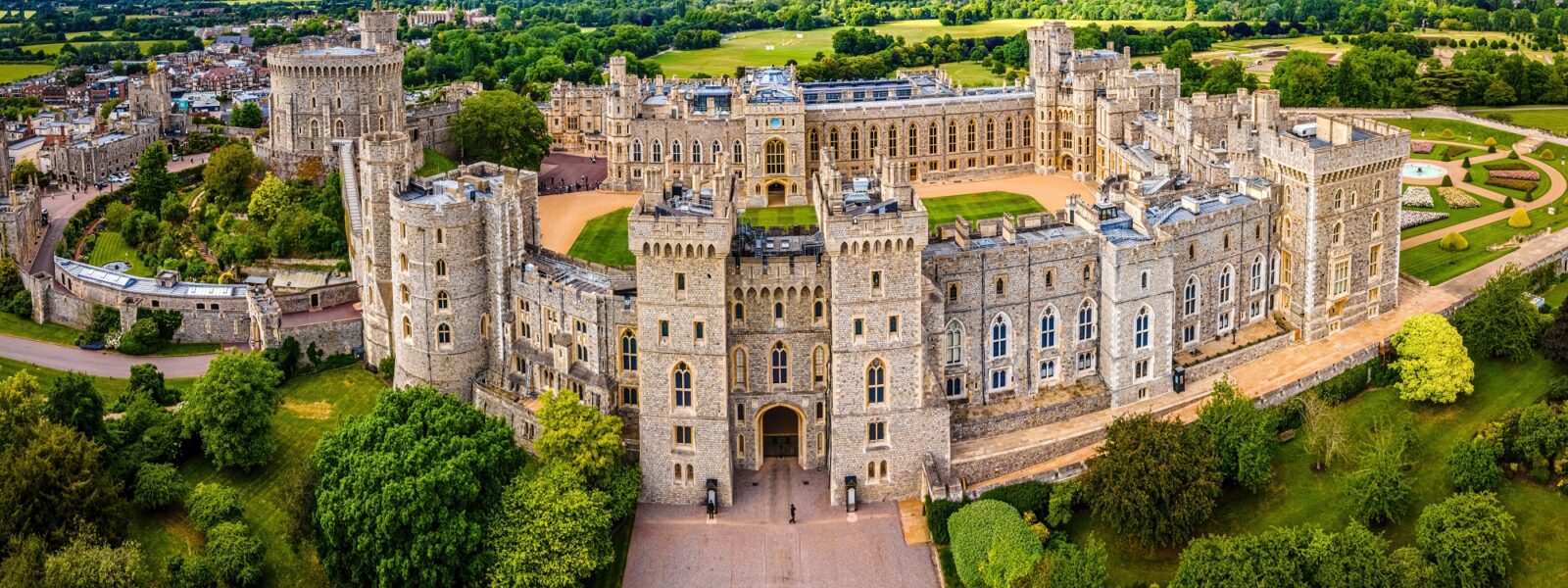 Aerial view of Windsor Castle. Masthead