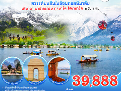 INDIA แคชเมียร์ สวรรค์บนดินในอ้อมกอดหิมาลัย เช็คอินทุกเมือง HI LIGHT! ศรีนาคา พาฮาลแกรม กุลมาร์ค โซนามาร์ค โดยสายการบิน Thai Airways (TG) 6วัน 4คืน